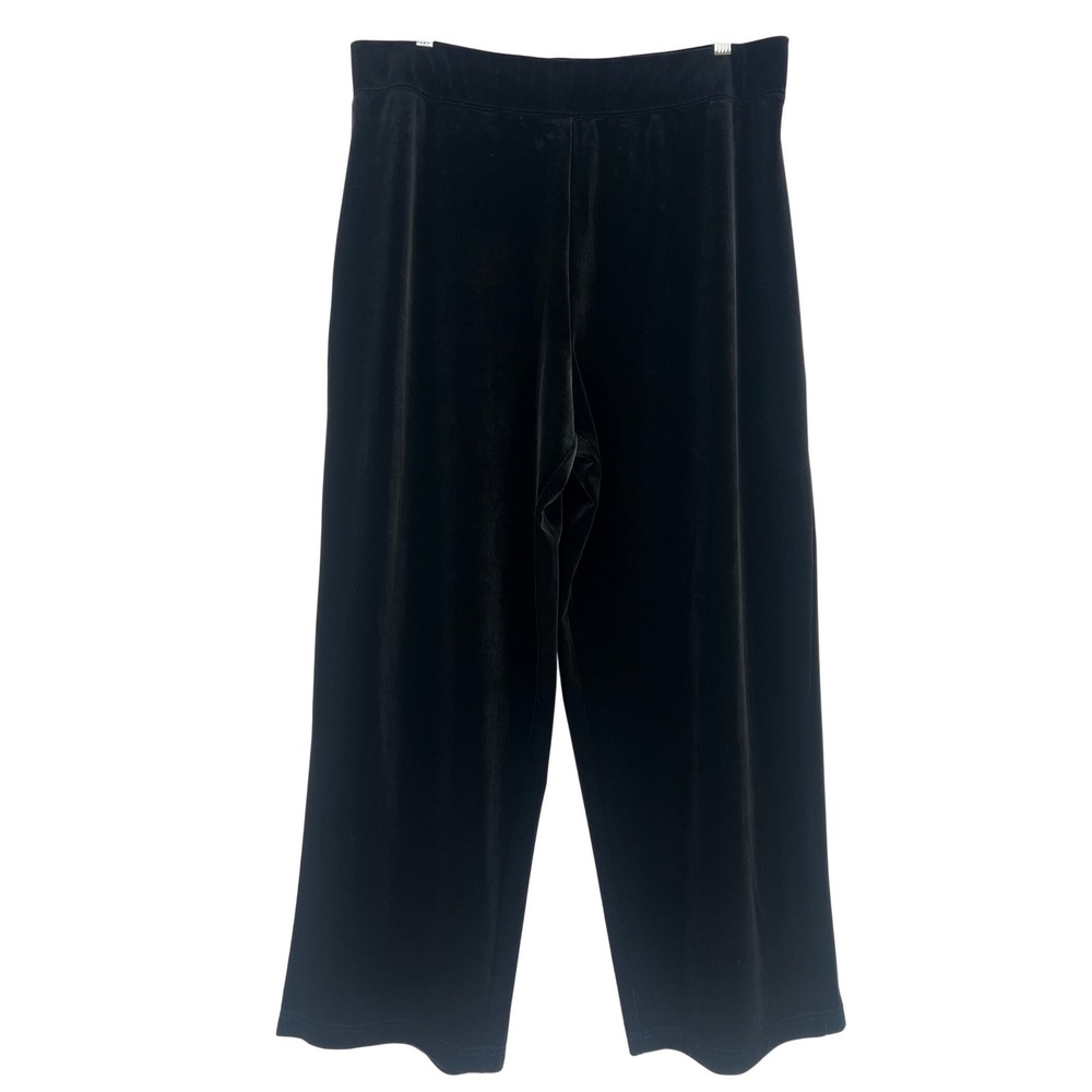 Susan Graver Black Velvet Pull On Pants Wide Elastic Waistband XLP Petite XL